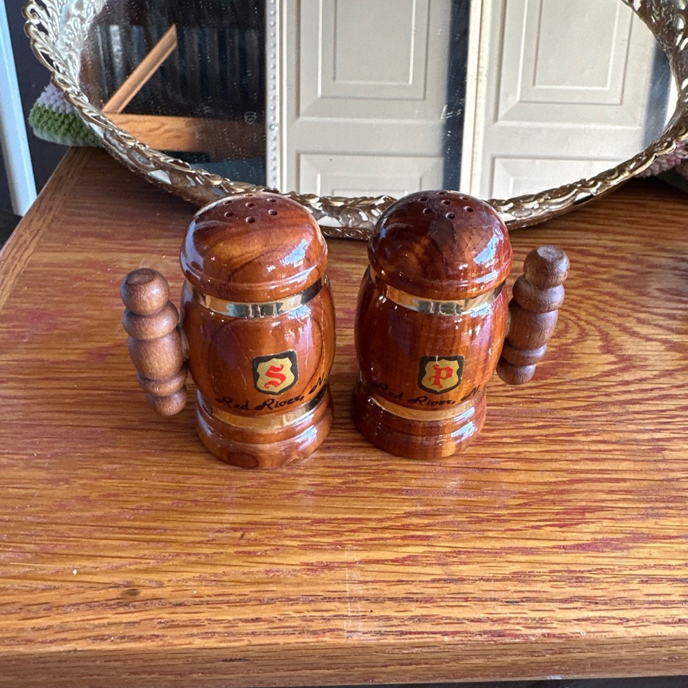 Vintage Wooden Salt and Pepper from Red River New Mexico